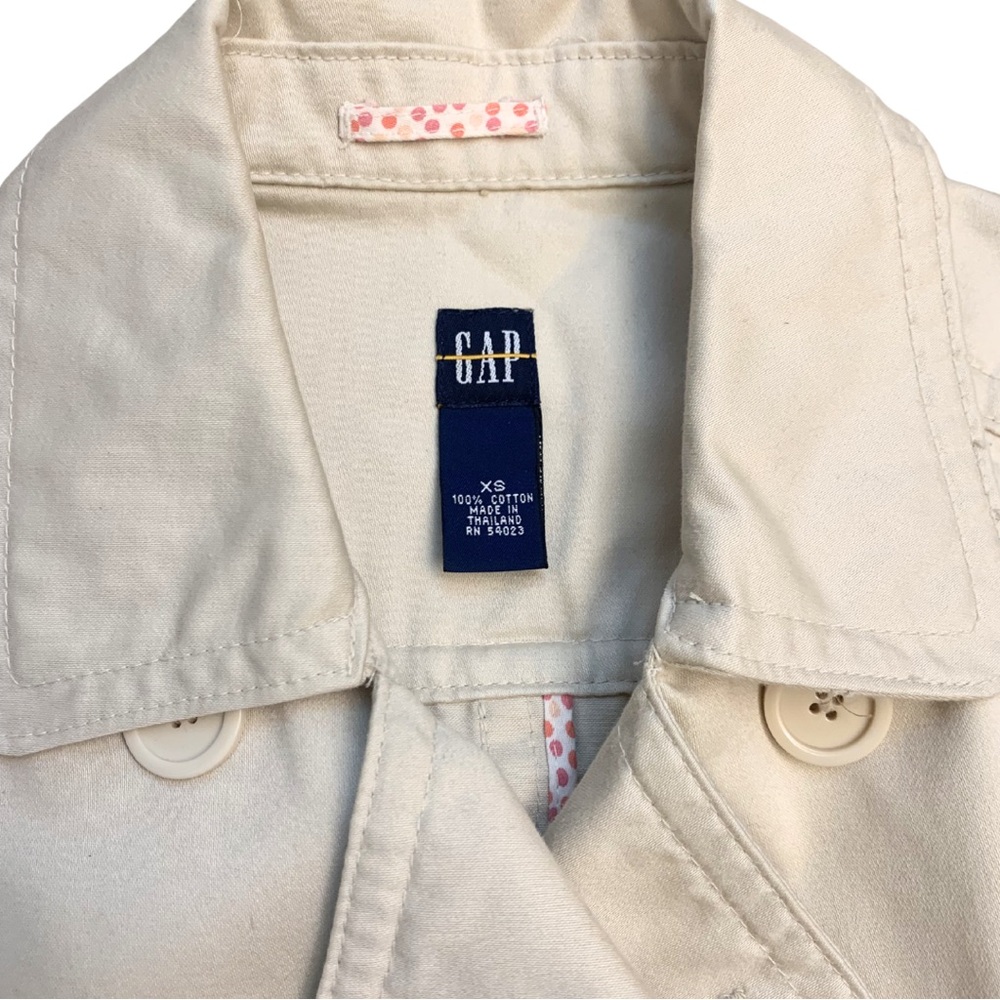 Gap Short Trench Coat Beige Tan XS Jacket Cotton Fisherman Utilitarian Coastal - Picture 3 of 10